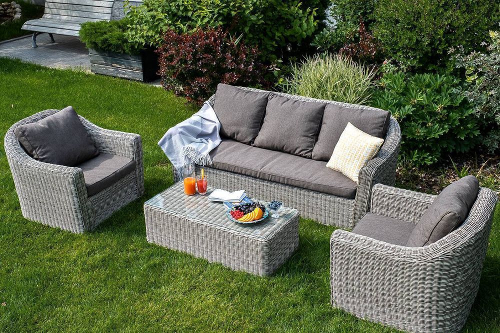 "Фабриция" диван из искусственного ротанга трехместный, цвет серый