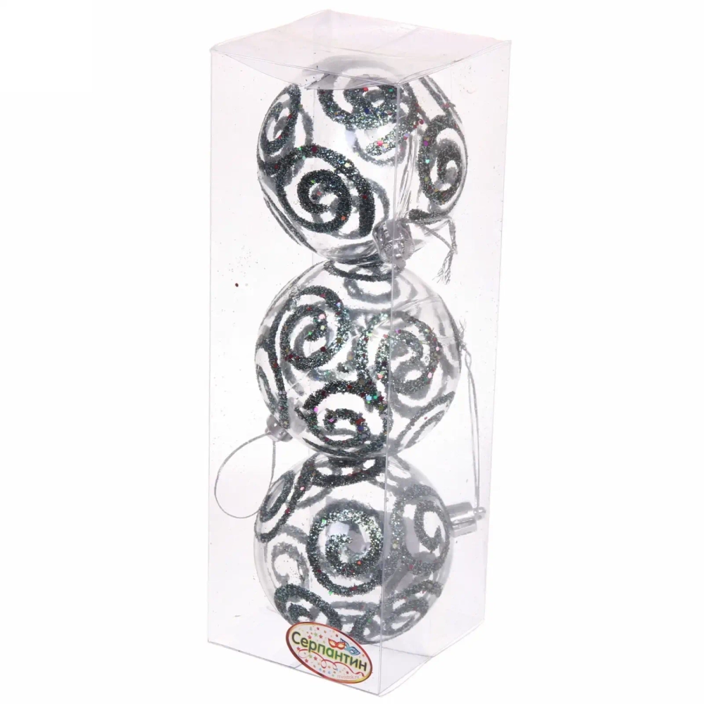 Новогодние шары 7см (набор 3шт) «Зимние узоры», бирюза