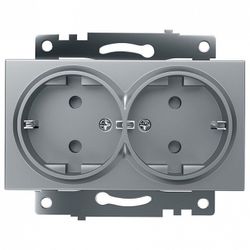 Розетка двойная с заземлением и со шторкой, без рамки Stekker Катрин 39584