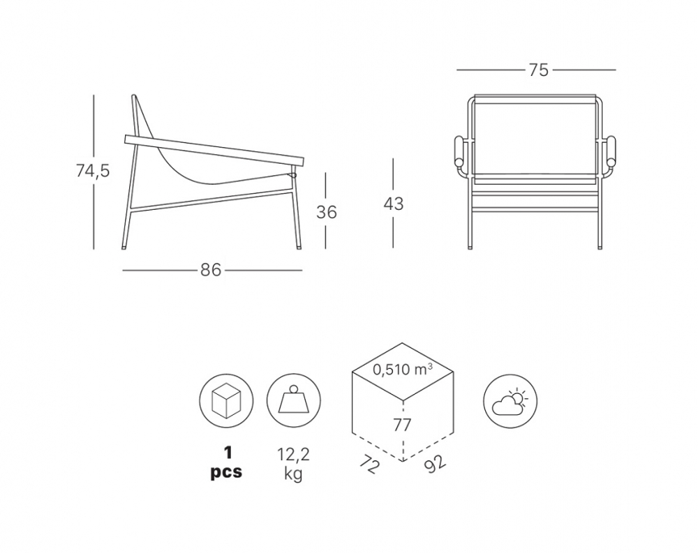 Кресло лаунж металлическое Scab Design Dress Code Basic Outdoor, тортора
