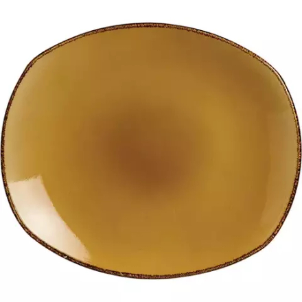 Тарелка «Террамеса мастед» мелкая овальная фарфор ,H=30,L=305,B=260мм св.корич