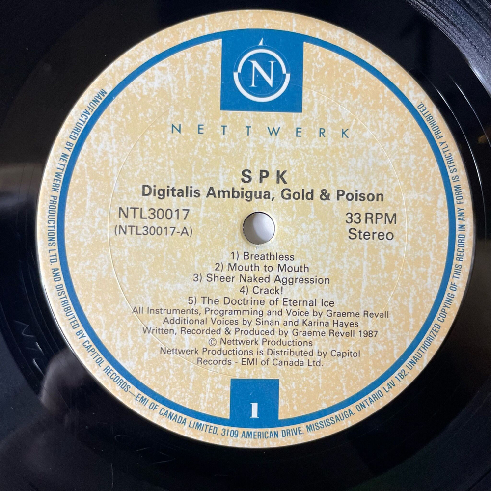 Винтажная виниловая пластинка LP SPK Digitalis Ambigua, Gold And Poison (Canada 1987)