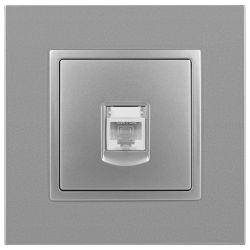 14-3107-03 ЭРА Розетка RJ45, IP20, алюминий | Elegance Алюминий