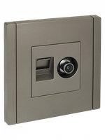 FORTE&PIANO Розетка двойная TV+RJ45 кат.5E FP536 сталь IEK