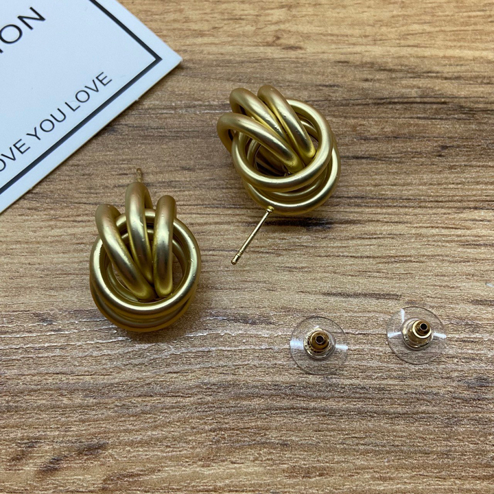 Серьги Fashion шесть колец (3/3) цвет золотистый матовый 2,5 см