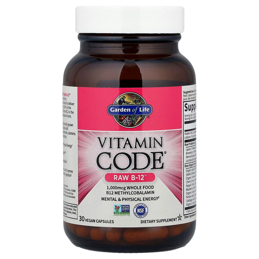 Garden of Life, Vitamin Code, RAW B12, 30 растительных капсул