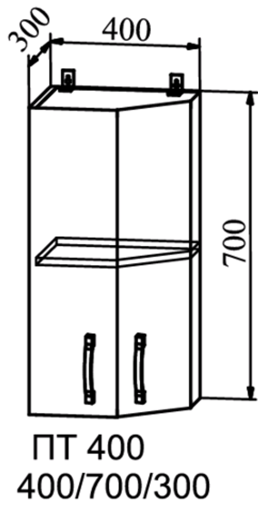 шкаф верхний торцевой угловой 400 гарда