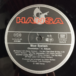 Винтажная виниловая пластинка LP Blue System Obsession (Germany 1990)