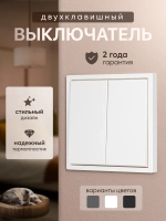 Выключатель двухклавишный внутренний с рамкой белый