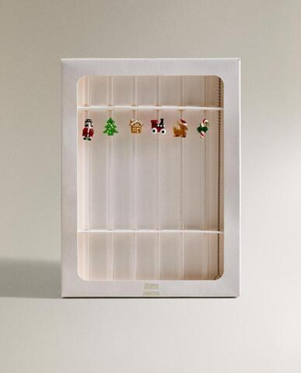 ZARA HOME НАБОР ТРУБОЧЕК ИЗ СТЕКЛА С НОВОГОДНИМИ ФИГУРКАМИ (6 ШТ.), КРАСНЫЙ