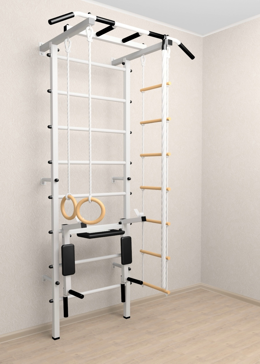 Шведская стенка Sv Pro 803 (Турник Pro/Брусья/стойка/Канат/Kольца/Лестница)