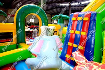 Коммерческий надувной батут "Сафари-джунгли со слоником"