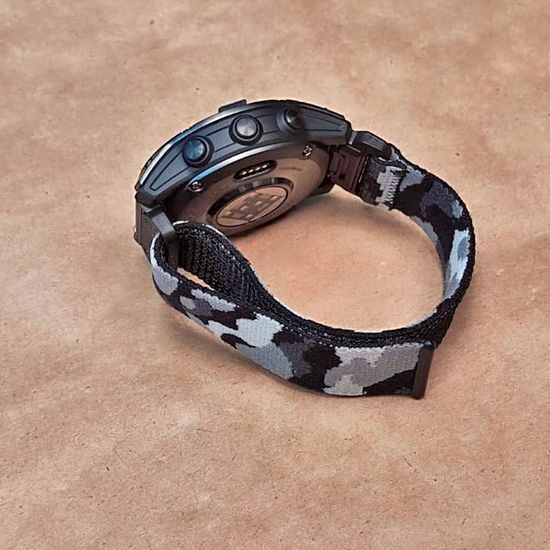 Ремешок TacFit 22 мм. для Garmin Fenix 7 / 6 / 5, Epix 2, Instinct / Instinct 2, Forerunner 9х5, Marq / Marq 2 нейлоновый быстросъемный Велкро (Камуфляж серый)