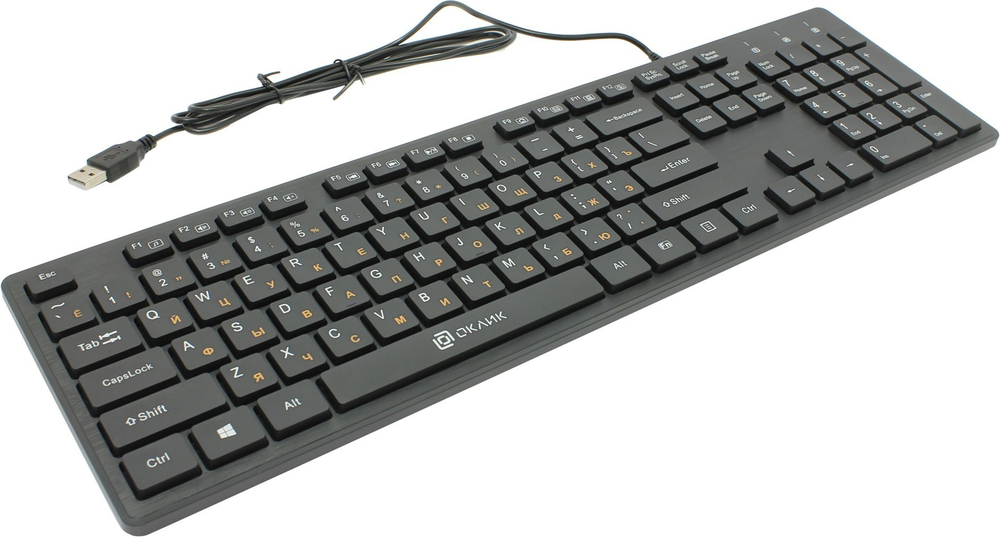 Клавиатура OKLICK Keyboard 520M2U Black &lt;USB&gt; 104КЛ  +2xUSB port  &lt;1061587&gt;