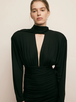 Платье с объемными длинными рукавами и широкими плечами Noir Énigme