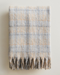 Zara Home плед из полиамида, серый, в клетку, 140x190 см