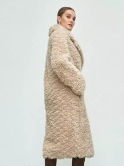 Шуба женская чебурашка тедди эко, светло-бежевая, SilverFox