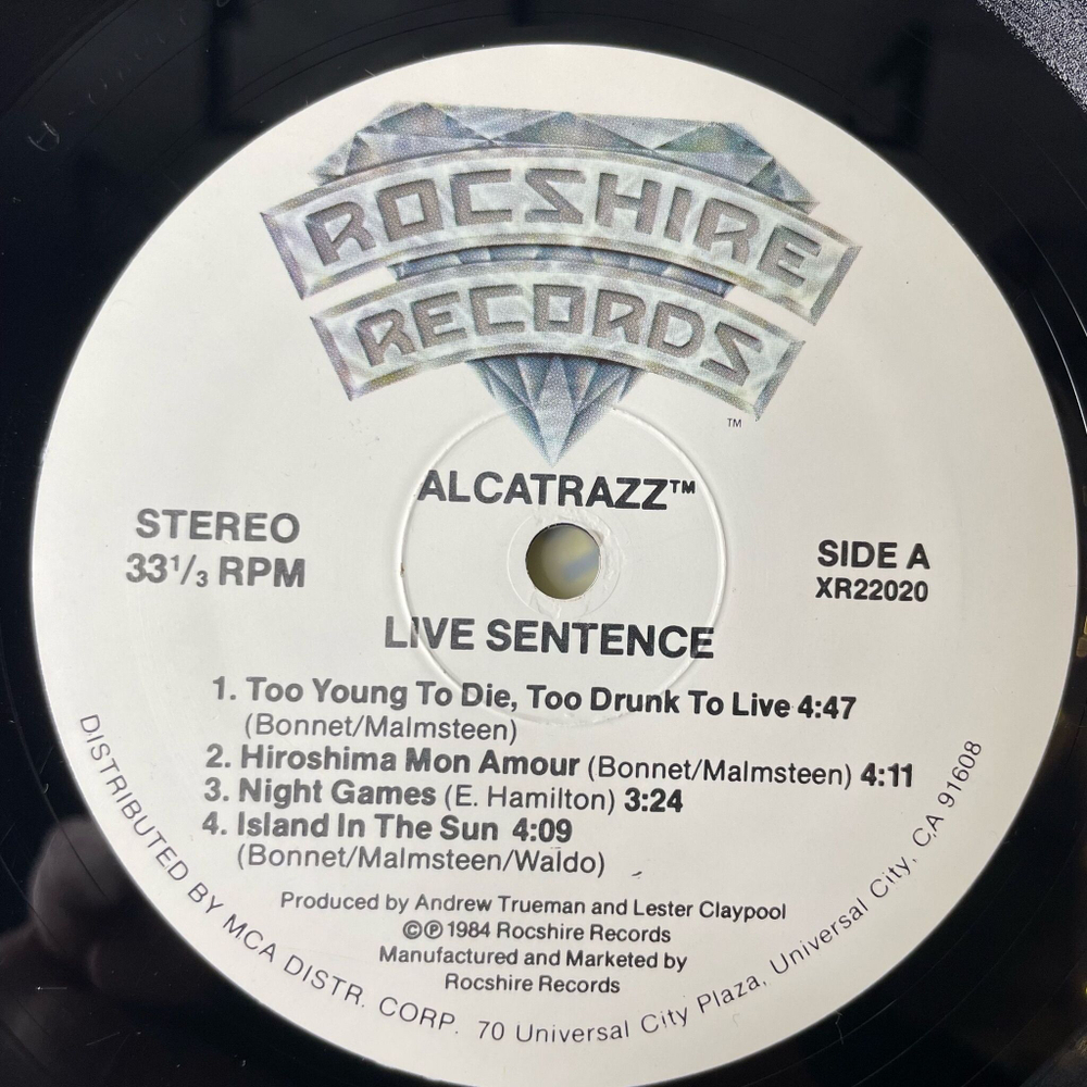 Винтажная виниловая пластинка LP Alcatrazz Live Sentence (No Parole From Rock 'n' Roll) (USA 1984)