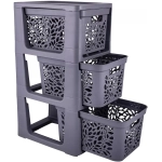 Комод на колесах 3 ящика по 18л Leaves (серый)