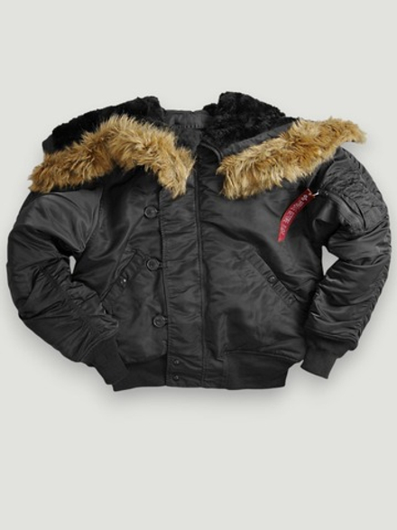 Куртка короткая зимняя Alpha N-2B Flight Jacket (черная - black)