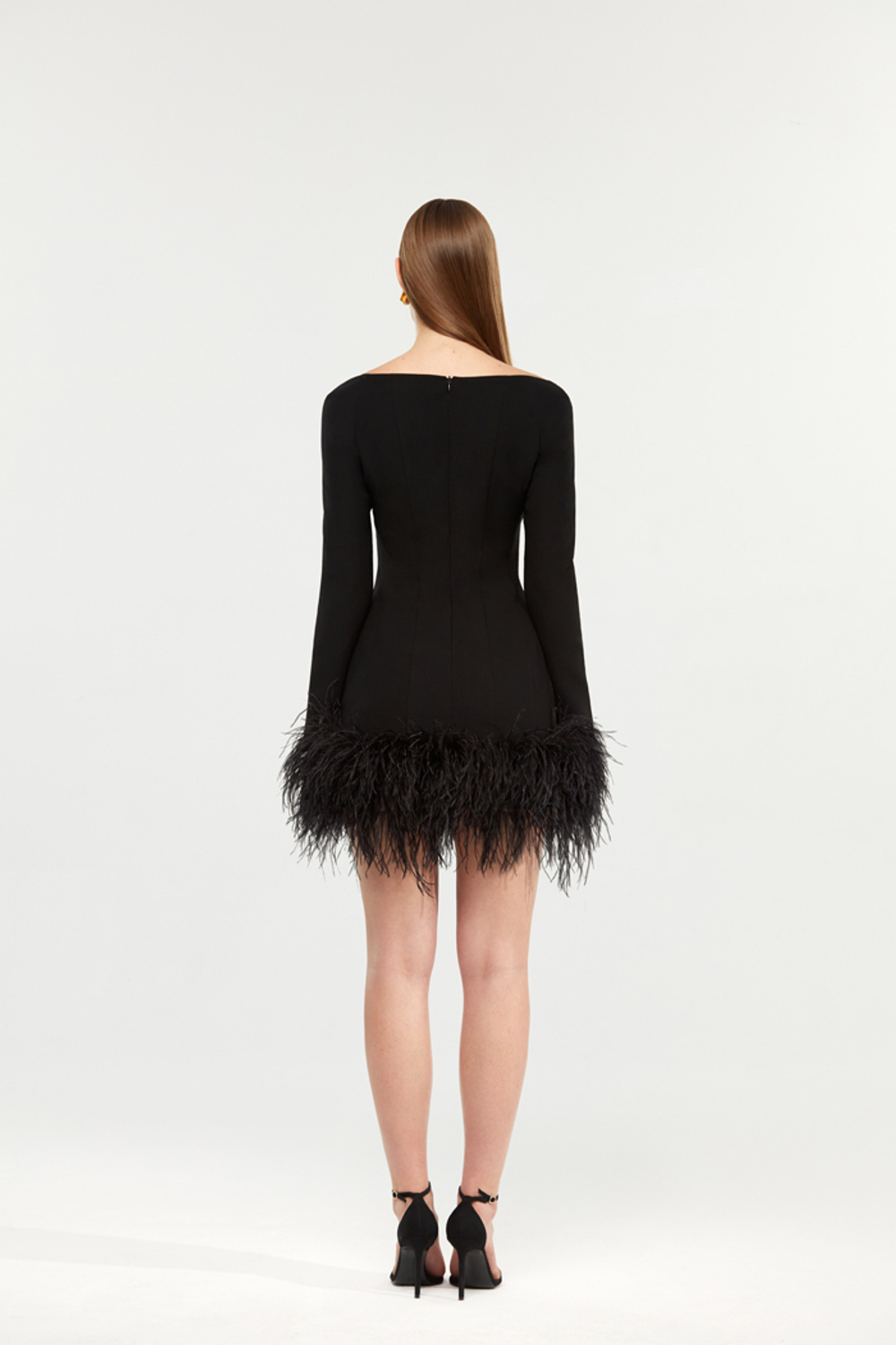 Платье мини из крепа с бахромой