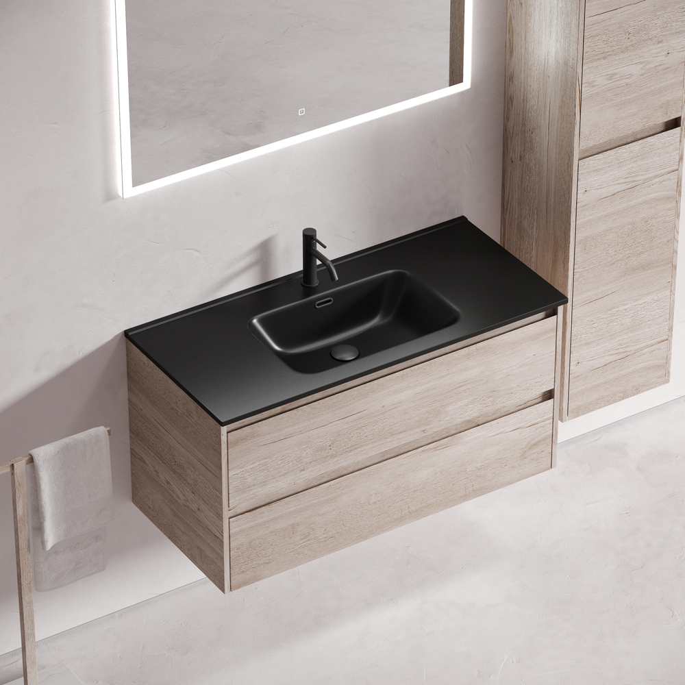 Тумба подвесная под раковину Sancos Libra, дуб галифакс натуральный 990х450х500 мм