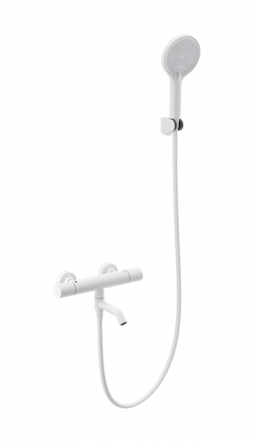 Смеситель для ванны с душем и термостатом WONZON & WOGHAND INN 1, Белый матовый (WW-B3013-A1-MW)