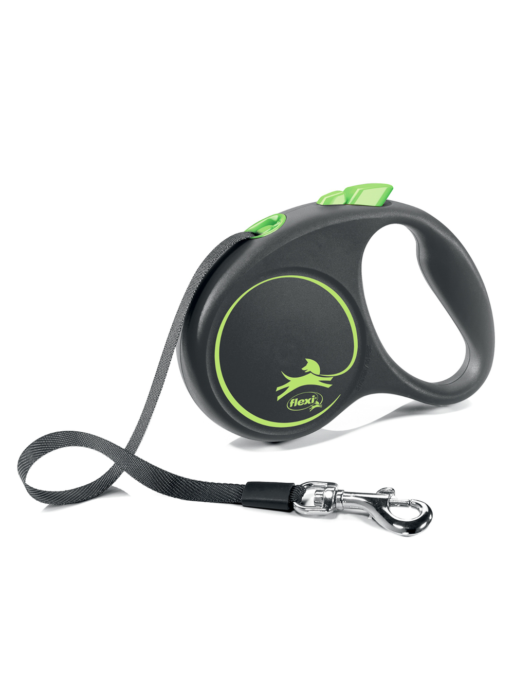 Поводок-рулетка Flexi Black Design S. Лента 5 м. для собак до 15 кг. Зеленый