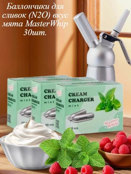Баллончики для сливок (N2O) вкус мята MasterWhip 30шт.