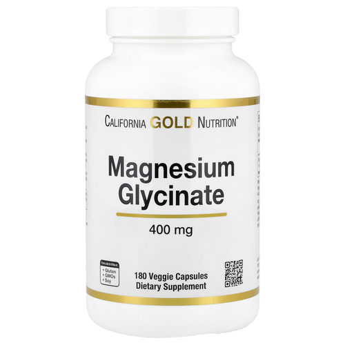 California Gold Nutrition, глицинат магния, 180 растительных капсул (133 мг в 1 капсуле)