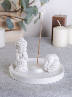 Набор подставка для благовоний и статуэтки Будда и слон