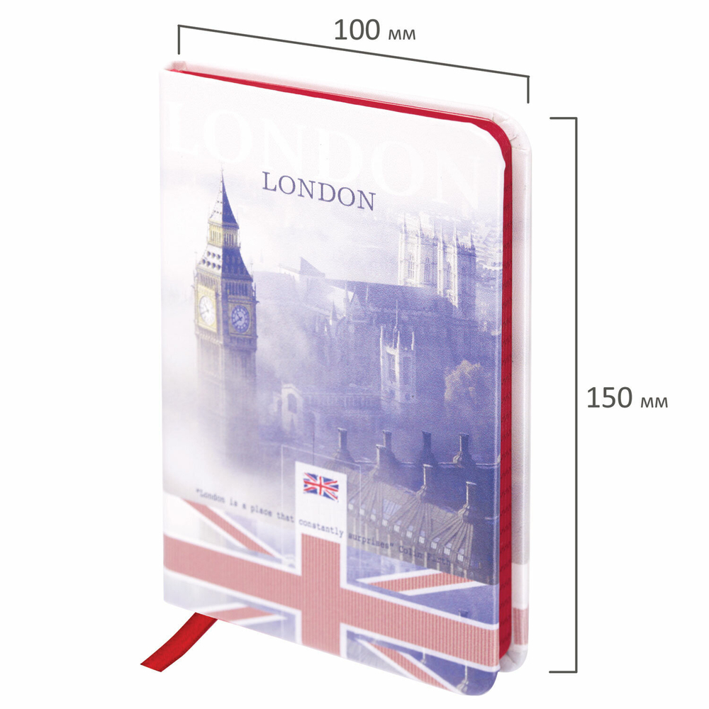 Блокнот малый ФОРМАТ (100х150 мм) А6 BRAUBERG VISTA "London" под кожу твердый 80 л. (2 штуки в упаковке)