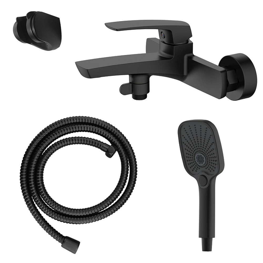 Смеситель для ванны Azario Conda с ручным душем, керамический картридж, шланг 150 см, черный матовый (AZ-K3011B)