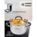 Кастрюля нерж, 2.1 л, с крыш, крышка стекло, Daniks, Нара, GS-01413HY-16CA-2, серебр, индукц
