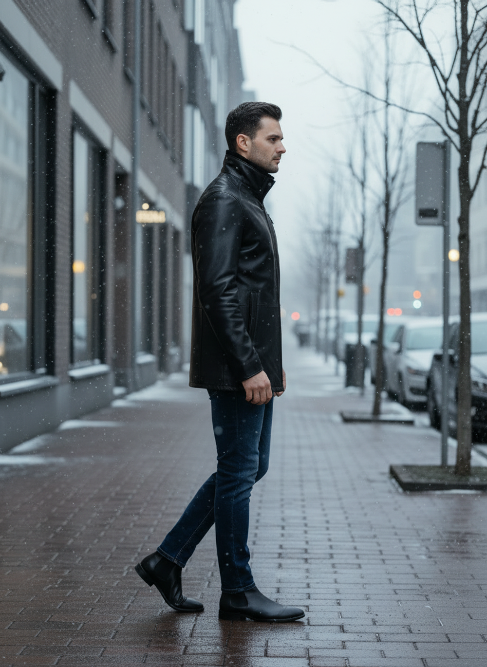 KHIMEONE Мужская кожаная куртка на меху (натуральная кожа/натуральный мех)