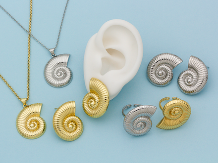 Серьги-гвоздики "Ракушка аммонита" 28,5мм