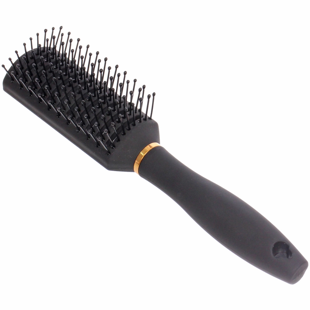 Расческа массажная «СЕКРЕТ ТВОЕЙ КРАСОТЫ», продувная, цвет черный, матовое покрытие, 4,3*22см