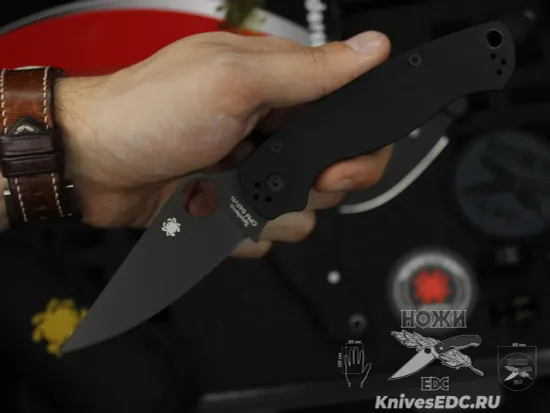 Нож складной Spyderco ParaMilitary 2 Black Blade C81GPBK2 c черным клинком CPM-S45VN, рукоять черный G10