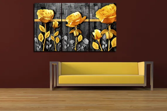 Модульная картина "Золотые розы"