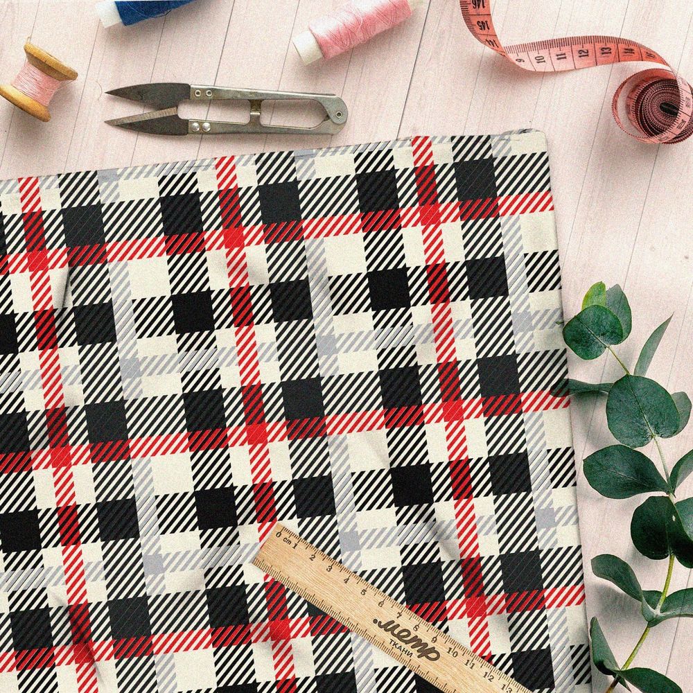 Ткань кулирная гладь шотландка