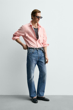 ZARA X AARON LEVINE ДЖИНСЫ STRAIGHT FIT BOOTCUT, ВЫЦВЕТШИЙ СИНИЙ