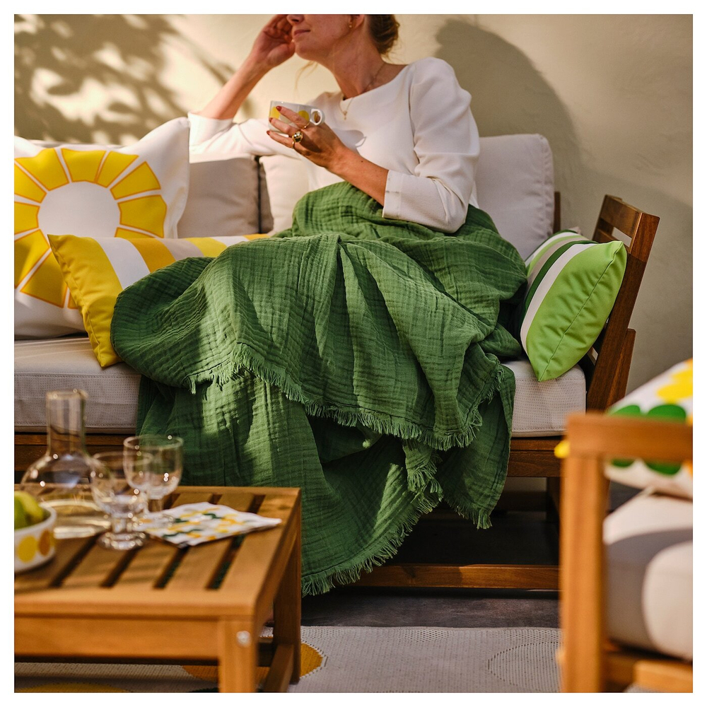 Плед IKEA BROGGAN (БРЁГГАН), Хлопок, Зеленый, 150x200 см