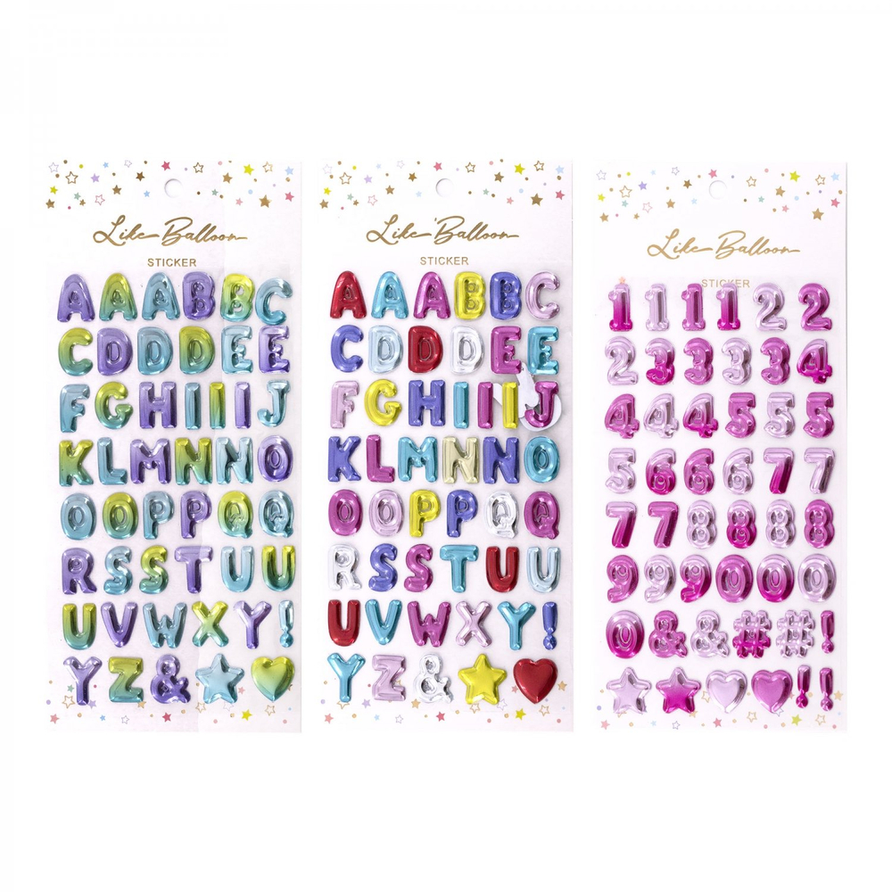 Наклейки детские Alingar, 11 см х 18 см, "Аглийские буквы и цифры", полимер, объемные, европодвес