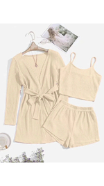 [m]Пеньюар: шорты+майка т/б+халат (вафля) 3174/3194