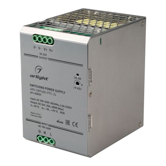 Блок питания Arlight ARV-DRP480-PFC-24 24V 480W IP20 20A 040231