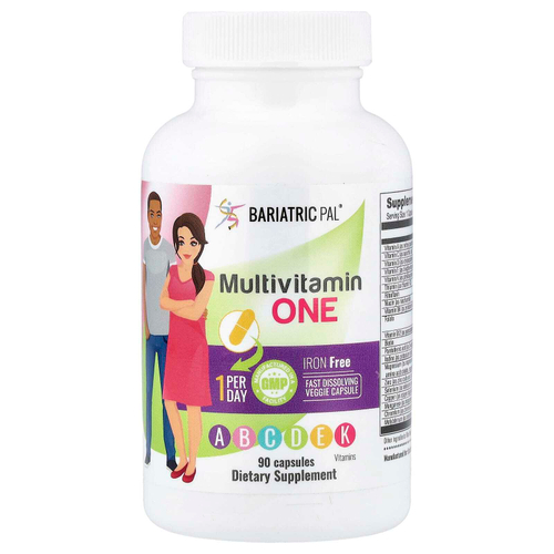 BariatricPal, Multivitamin One, мультивитаминный комплекс, без железа, 90 капсул