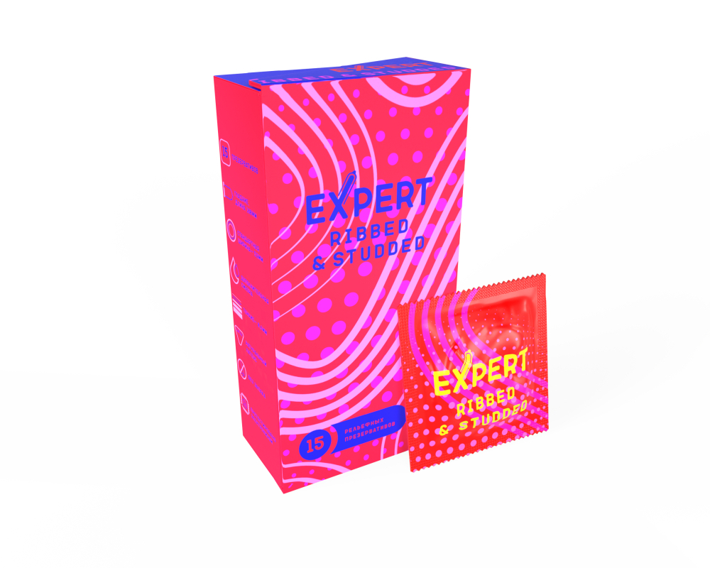 Презервативы Expert Ribbed&Studded 15шт