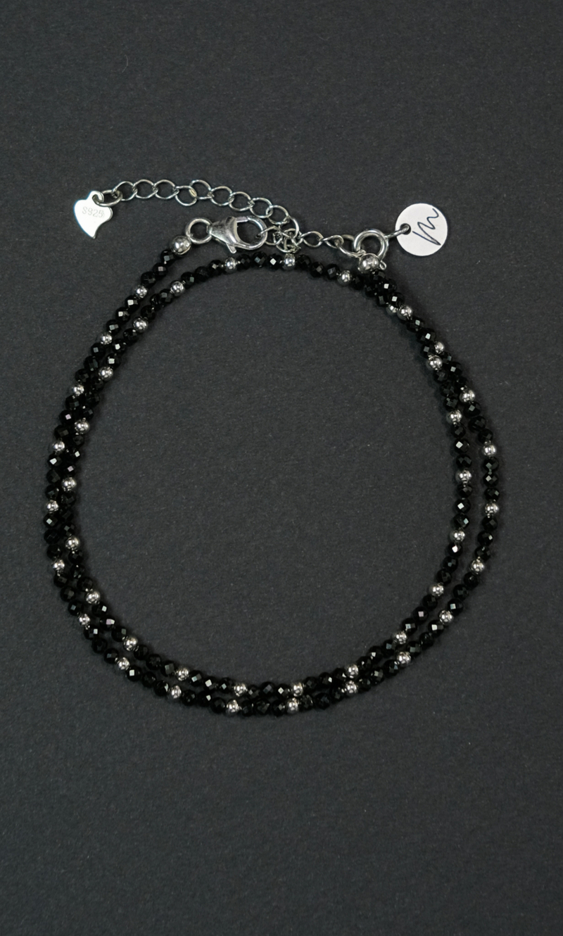 Чокер "Memo about Health" из шпинели с серебряными бусинами с удлинителем 33-38 см