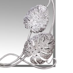 Зеркало настенное Monstera Deliciosa (Монстера) прямоугольное 80х60 Античное серебро