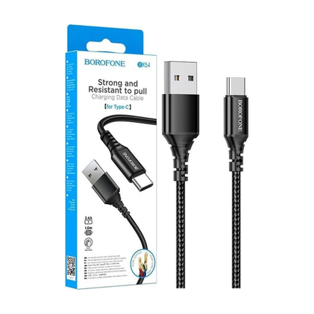 Кабель для зарядки Borofone BX54 USB-A - Type-C, 3A, 1м, быстрая зарядка, черный